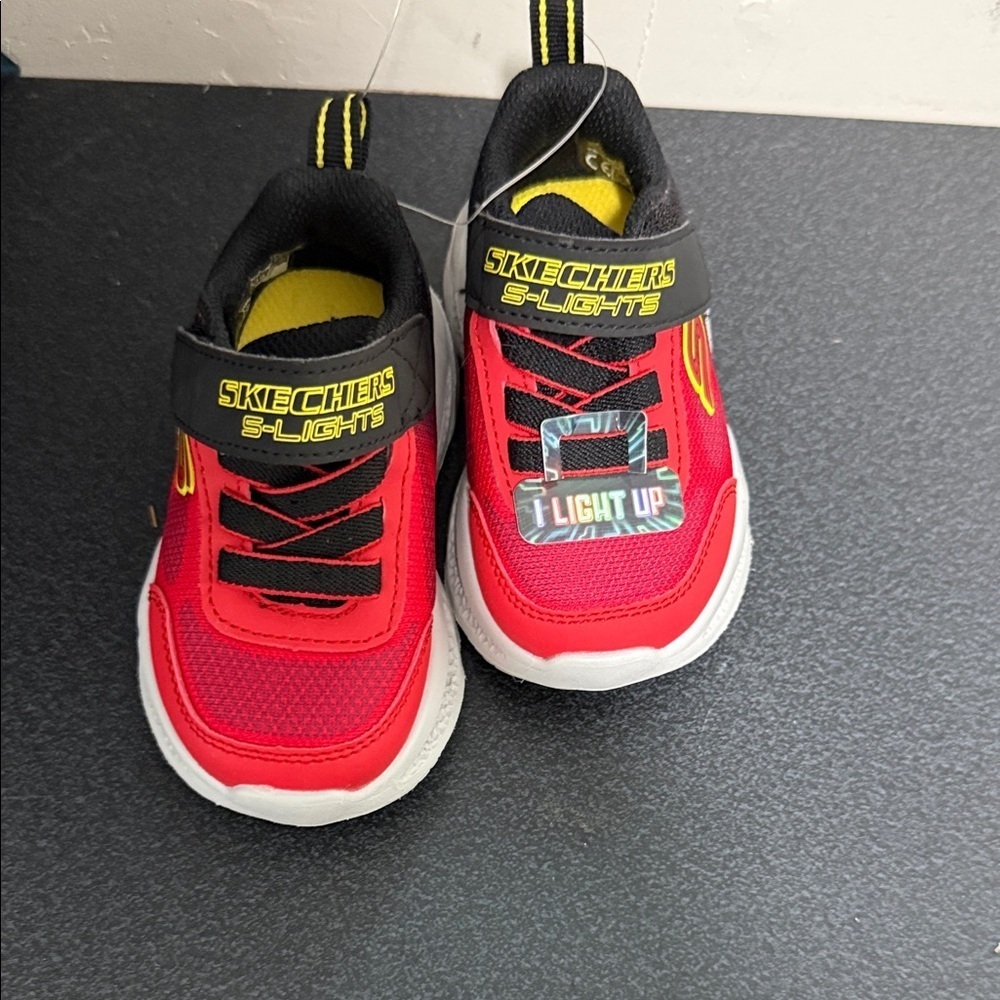 Skechers Kids' Red and Black Light-Up Sneakers